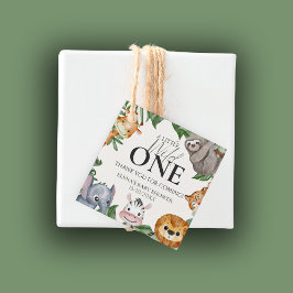 Vild 1 Safari Animals Boy Shower Gåvor Etiketter