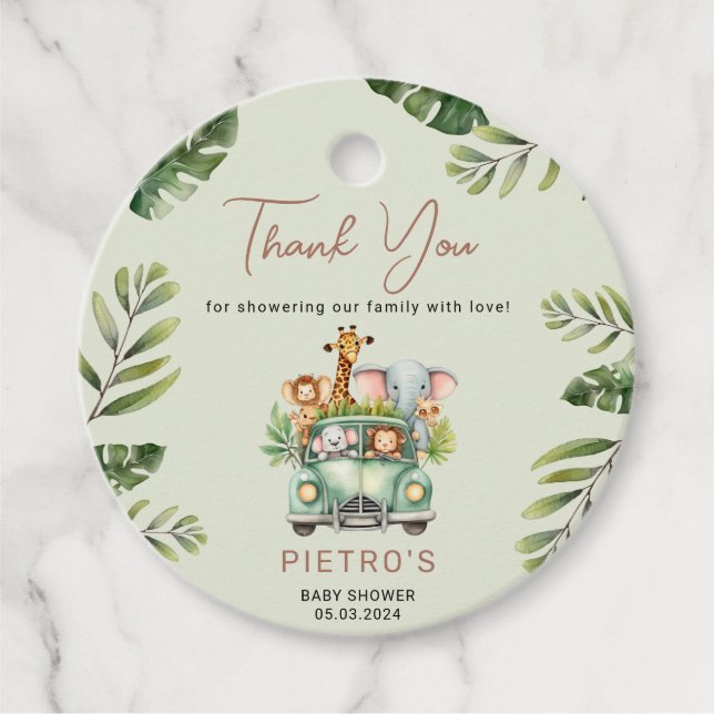 Vild 1 Safari Animals Boy Shower Gåvor Etiketter (Framsida)