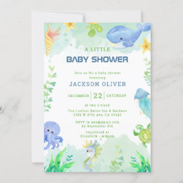 Vild 1 Safari Animals Boy Shower Inbjudningar