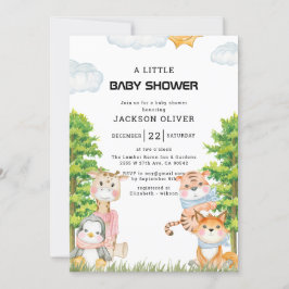 Vild 1 Safari Animals Boy Shower Inbjudningar