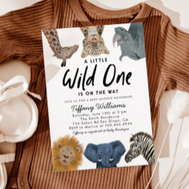 Vild 1 Safari Animals Boy Shower Inbjudningar