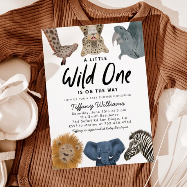 Vild 1 Safari Animals Boy Shower Inbjudningar (Skapare uppladdad)