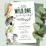 Vild 1 Safari Animals Boy Shower Inbjudningar<br><div class="desc">Välkommen till vilden med vår Vild En safari Animals Boy Shower-inbjudan! Om du planerar en safari-temad babydusch för en liten pojke, är inbjudan perfekt för dig. Med lekfulla illustrationer av safaridjur som en godhjärtad elefant, zebra och giraffe, mot bakgrund av växter för rustisk grönt och tropiska grönska löv för vild,...</div>