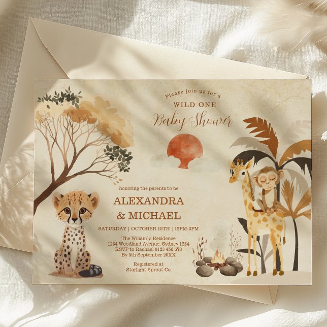 Vild 1 Safari Animals Boy Shower Inbjudningar (Skapare uppladdad)