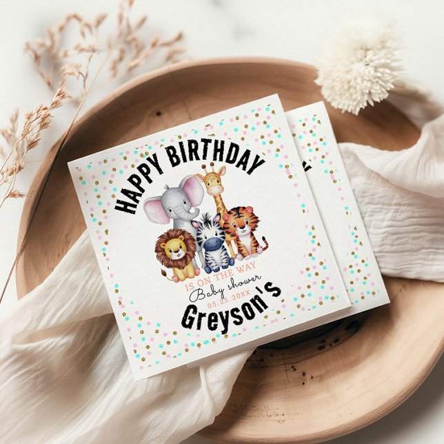 Vild 1 Safari Animals Boy Shower Pappersservett (Skapare uppladdad)