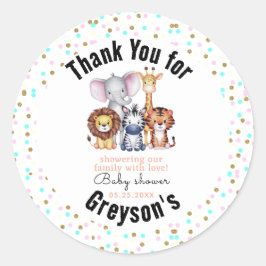 Vild 1 Safari Animals Boy Shower Runt Klistermärke