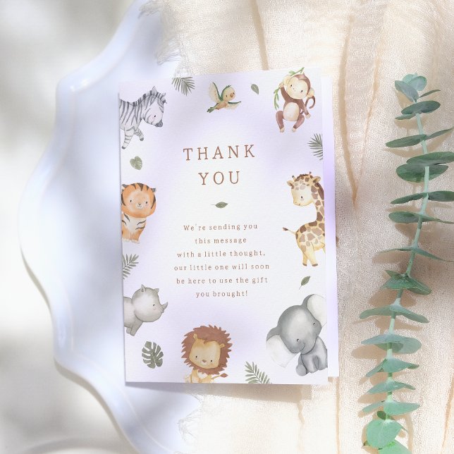 Vild 1 Safari Animals Boy Shower Tack Kort (Skapare uppladdad)