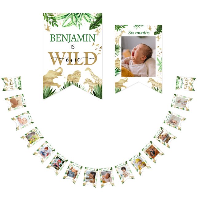 Vild 1 Safari Animals Boy's 1a Birthday Vimplar (Skapare uppladdad)