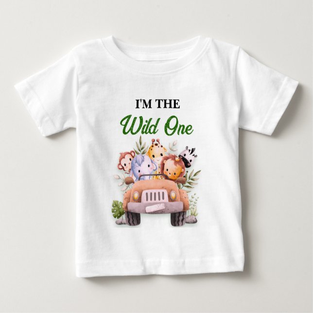Vild 1 Safari Animals födelsedag T Shirt (Framsida)