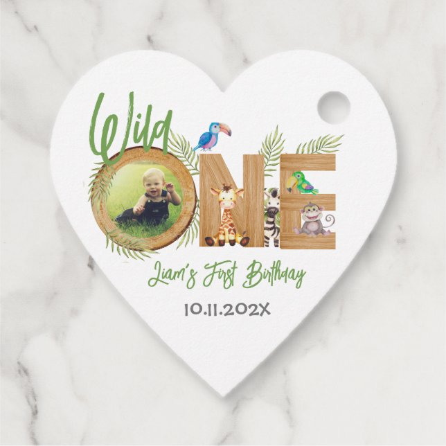 Vild 1 Safari Animals första födelseträd Gåvor Etiketter (Baksida)