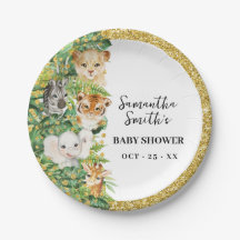 Vild 1 Safari Animals Guld Glitter Baby Shower