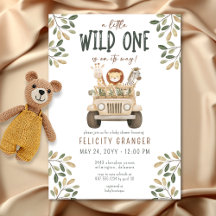 Vild 1 Safari Animals Neutralt Baby Shower