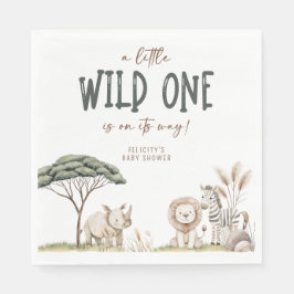 Vild 1 Safari Animals Neutralt Baby Shower Pappersservett