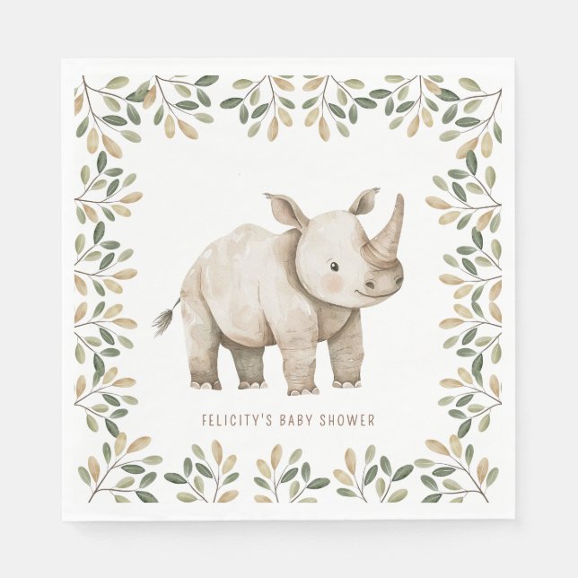 Vild 1 Safari Animals Neutralt Baby Shower Pappersservett (Framsidan)