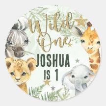 Vild 1 Safari Animals Round Stickers