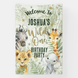 Vild 1 Safari Animals välkomstbanderoll