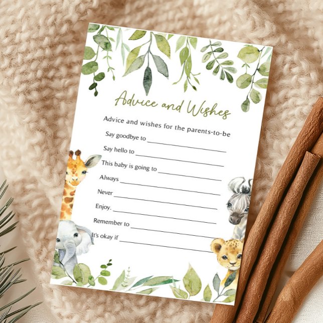 Vild 1 Safari Baby Shower Advice och Önskemål Game (Skapare uppladdad)