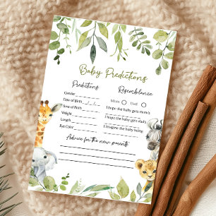 Vild 1 Safari Baby Shower Baby Predictions-spel