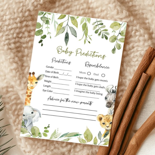 Vild 1 Safari Baby Shower Baby Predictions-spel (Skapare uppladdad)