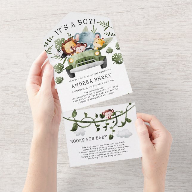 Vild 1 Safari Baby Shower Boy (Tearaway)