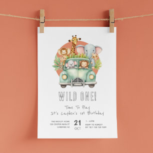 Vild 1 Safari Boho 1:a födelsedagen Inbjudningar