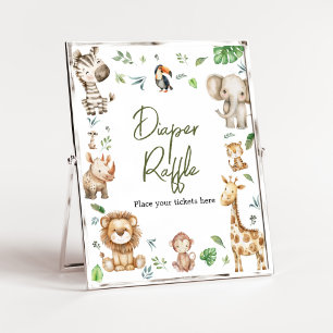 Vild 1 Safari Diaper Raffle Baby Shower Poster