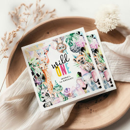 Vild 1 Safari-djur 1:a födelsedagen Pappersservett