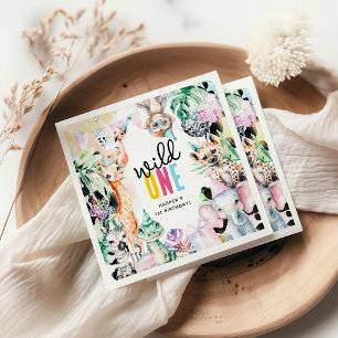 Vild 1 Safari-djur 1:a födelsedagen Pappersservett