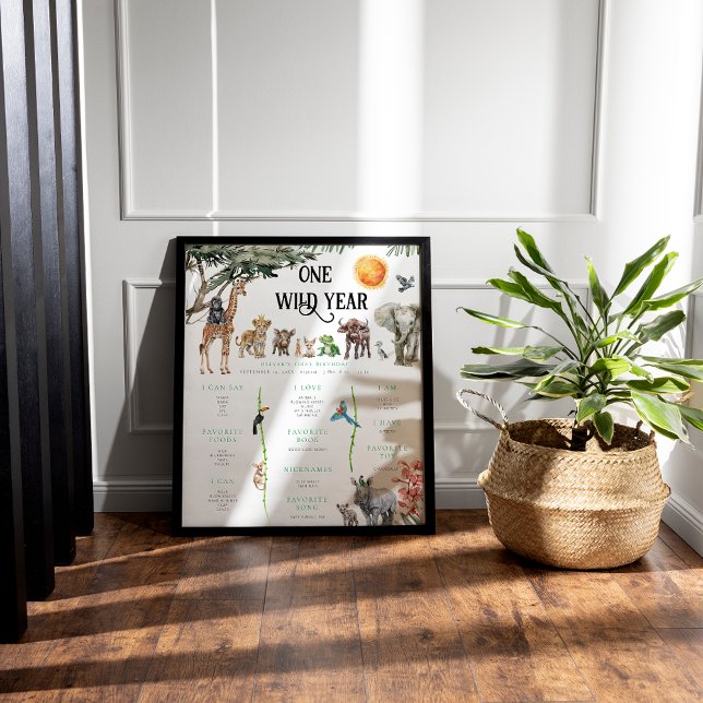 Vild 1 Safari-djur | 1:a födelsedagsmilstolpen Poster (Skapare uppladdad)