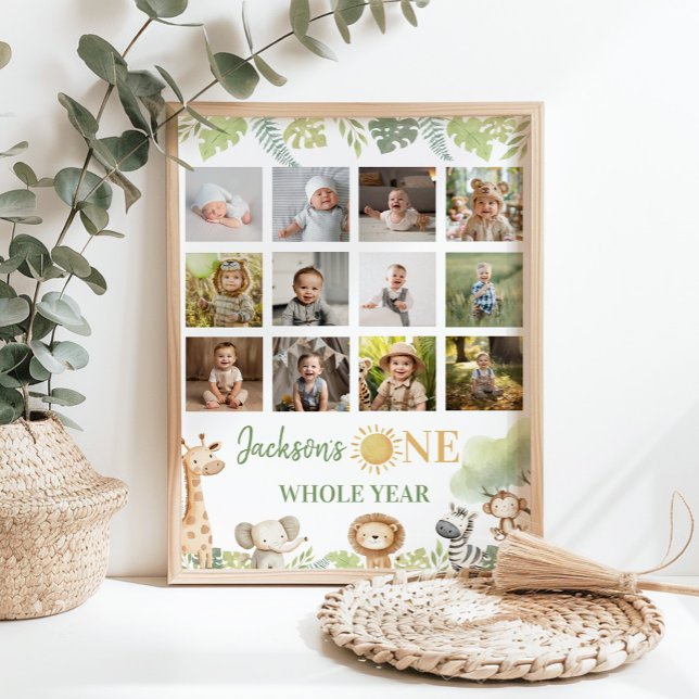 Vild 1 Safari-djur första året Fotomilstolpe Poster (Skapare uppladdad)