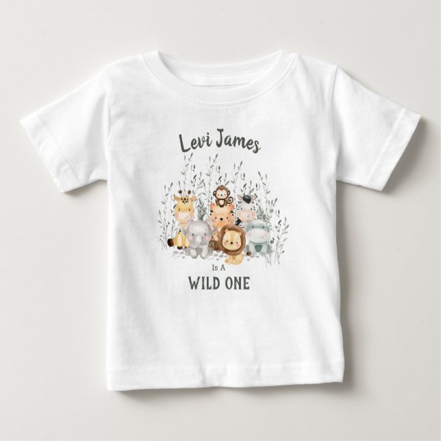 Vild 1 Safari-djur första födelsedag T Shirt (Framsida)