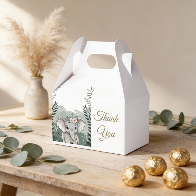 Vild 1 Safari Elephant Baby Shower Favor Boxes Presentaskar (Skapare uppladdad)