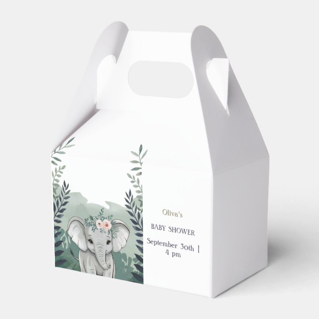 Vild 1 Safari Elephant Baby Shower Favor Boxes Presentaskar (Framsidan Sidan)