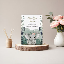 Vild 1 Safari Elephant Baby Shower Tack Kort