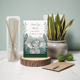 Vild 1 Safari Elephant Baby Shower Tack Kort