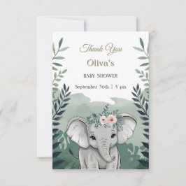 Vild 1 Safari Elephant Baby Shower Tack Kort