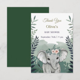 Vild 1 Safari Elephant Baby Shower Tack Kort