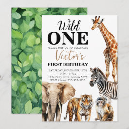 Vild 1 Safari första födelsedag Inbjudningar