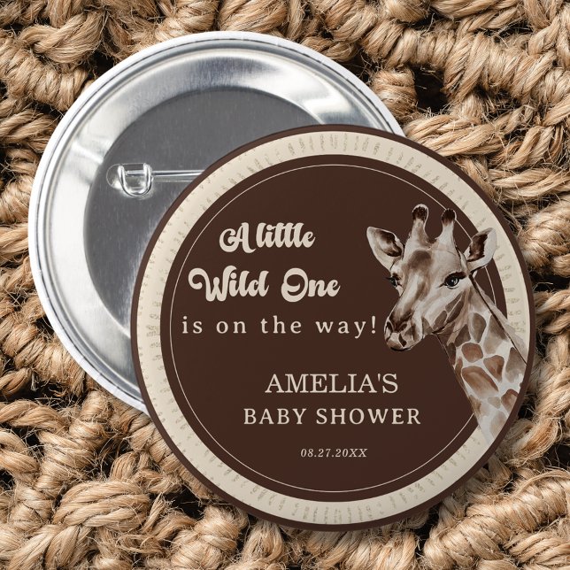 Vild 1 Safari Giraffe Baby Shower Knapp (Skapare uppladdad)