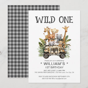 Vild 1 Safari Jungle 1:a födelsedagen Inbjudningar