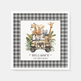 Vild 1 Safari Jungle 1:a födelsedagen Pappersservett