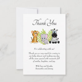 Vild 1 Safari Jungle Animals Cute Baby Shower Tack Kort