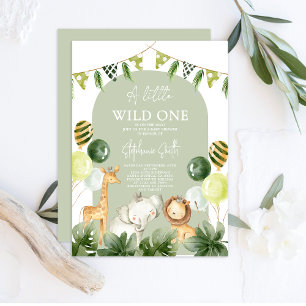 Vild 1 Safari Jungle Boy Shower-inbjudan Inbjudningar