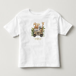 Vild 1 Safari Jungle First Birthday Namn Girl T Shirt