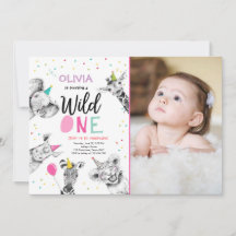 Vild 1 Safari Party Animals Girl First Birthday