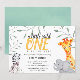 Vild 1 Safari Watercolor Baby Shower-inbjudan Inbjudningar