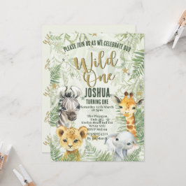 Vild 1 Sahfari-djur, födelsedagsinbjudningar Inbjudningar