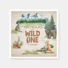 Vild 1 Skogsdjur 1:a födelsedag Party Pappersservett