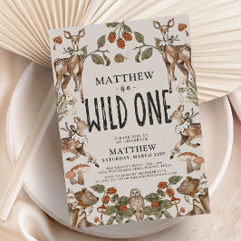 Vild 1 Skogsdjur 1:a födelsedagen Inbjudningar