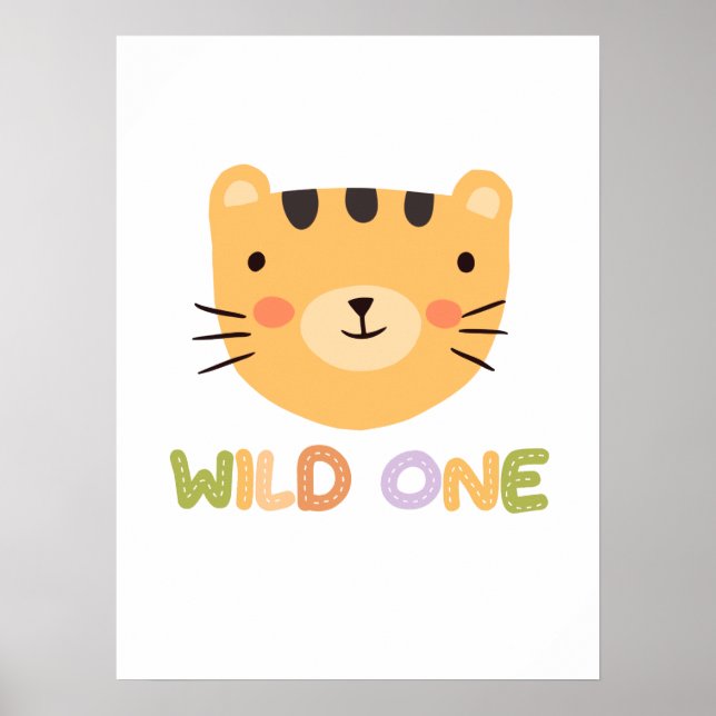 Vild 1 Tiger Baby Nursery Poster (Framsidan)